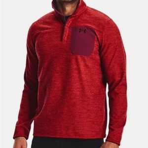 NWOT UNDER ARMOUR Men's UA Specialist Grid Henley Radiant Red Long Sleeve 3XL